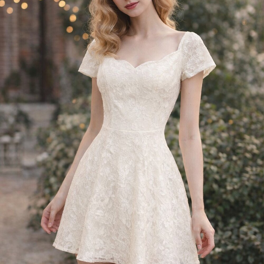Vintage ROBERTA 80s 90s Prom Lace Dress Off Shoulder Fit and Flare Party Y2K